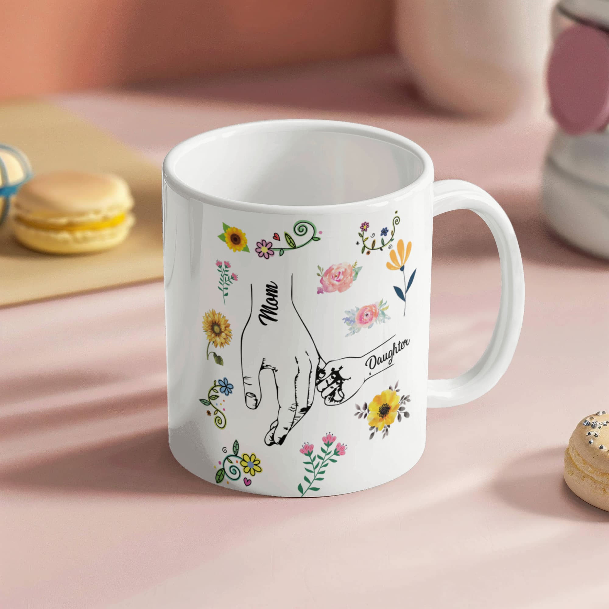 Mom and Daughter Mug white ceramic